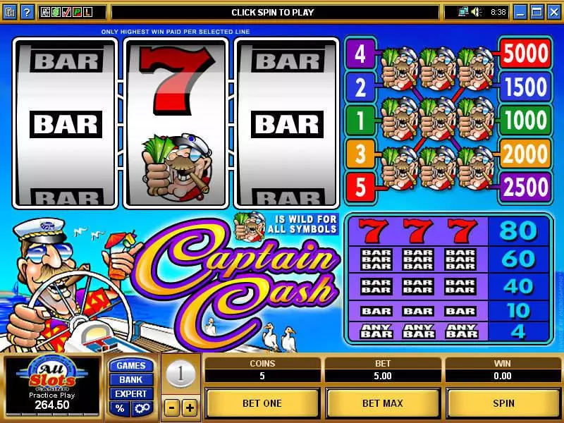 Captain Cash Microgaming Slot Main Screen Reels