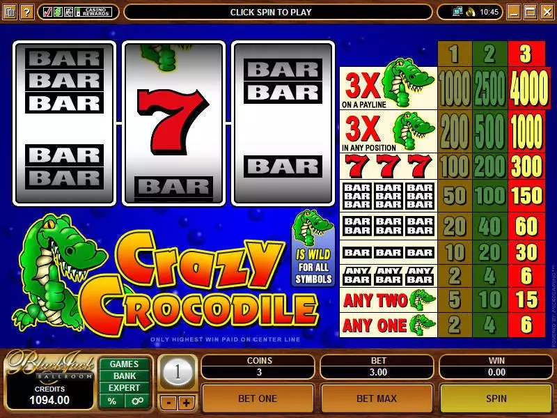 Crazy Crocodile Microgaming Slot Main Screen Reels